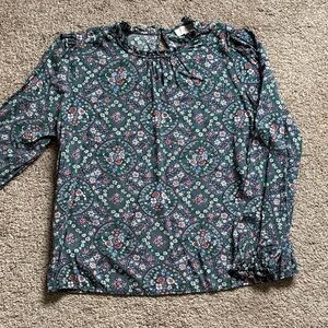 Large Womens floral flowy Blouse- Loft